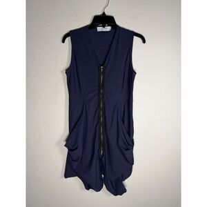 A MARSI Navy Blue Sleeveless Zipper Front Dress Made in Italy Size 40